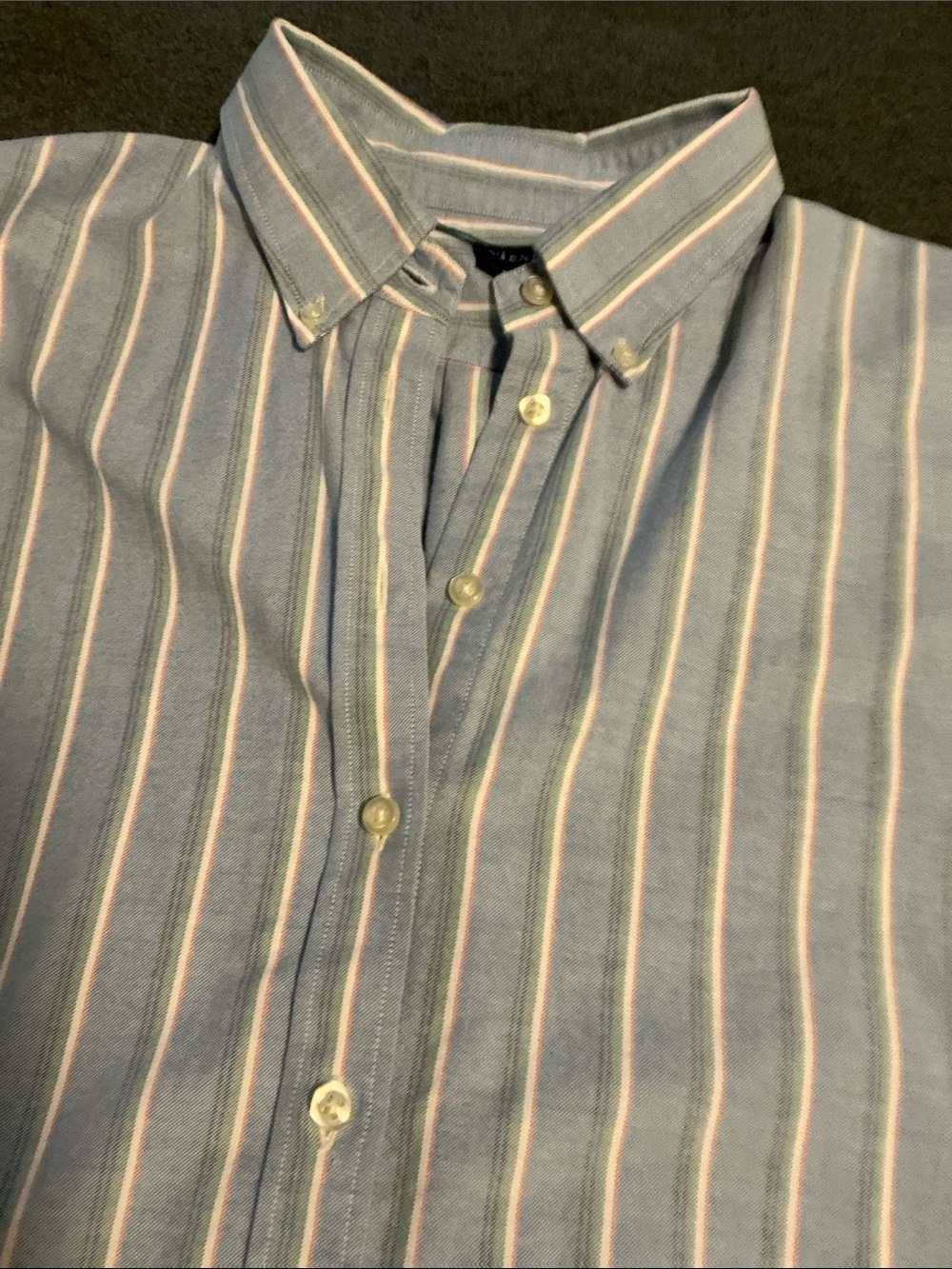 Lands' End Women's Light Blue Striped Button-Down Shirt